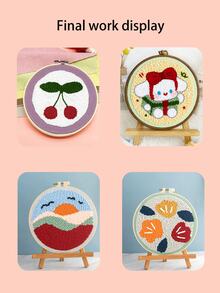 6pcs 12x12 Inch Punch Needle Embroidery Fabric, Macaron Morandi Color Palette Cross Stitch Fabric, Beginner Friendly DIY Handmade Craft Kit, Suitable For Decorative Painting, Coasters, Home Decor, Gift Making - Colorful Stamped Embroidery Cloth - View 4
