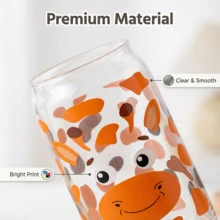 1 bình/cốc nước nhựa tái sử dụng 16oz có nắp và ống hút, họa tiết động vật dễ thương, thích hợp làm quà tặng hoặc cho các buổi họp mặt gia đình. - Nhiều màu - Xem 2