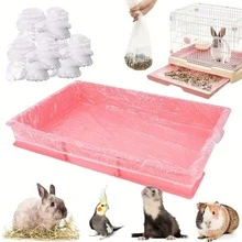 50 piezas Almohadilla plástica desechable delgada, adecuada para alfombrilla de inodoro para mascotas, jaula de pájaros, jaula de conejos, bolsa de arena para gatos, almohadilla de inodoro para perros, alfombrilla de limpieza, almohadilla de jaula de un solo uso - Blanco - Ver 2