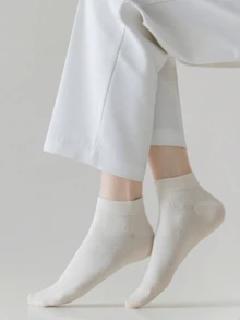 7 Pairs Women's And Men's Solid Color Spring/Autumn Simple Versatile Plus Size Fashion Ankle Socks 1/3/5/10/20pairs - Multicolor - View 3