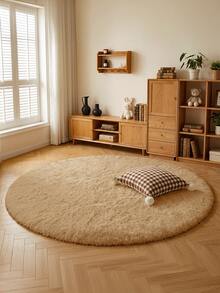 1 pieza Alfombra redonda de peluche/Alfombra de área suave y gruesa para sala de estar y dormitorio, con aislamiento acústico y apta para mascotas, adecuada para dormitorio, estudio, todo el año, con opciones de multicolor, fácil de limpiar - Alfombra redonda de felpa - Ver 14
