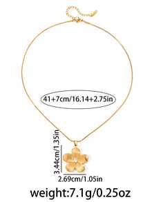 1 pieza Elegante collar con colgante de flor chapado en oro de acero inoxidable, adecuado para uso casual, personalizado, moda, fiesta, vacaciones, San Valentín, Navidad, Año Nuevo, regalo de cumpleaños para mujer - Dorado - Ver 9