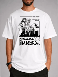 Anime Manga Madoka Magica Fantasy Magic Geek T-Shirt Unisex Male Female 100% Cotton Premium Top Streetwear New Release Immediate Shipping Various Colors!! Plus Size - trắng - Xem 3