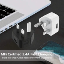 5V2A/10W USB 英规充电器适配器，兼容 17/16/15/14/13/12/11 Pro Max/SE/XS/XR/X，USB 充电端口墙式充电器插头 - 英規插(220-240V) - 查看 5