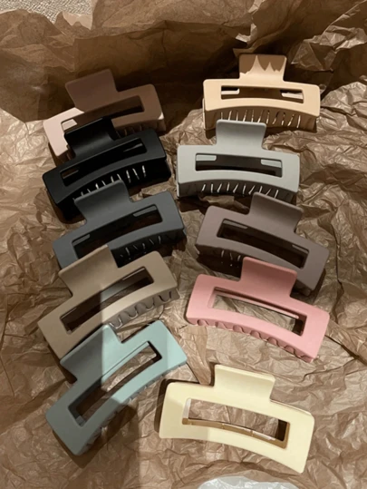 10pcs Large Square Coffee Color Hair Clips, Combination Square Hair Claws, Sweet And Spicy Hairstyle Accessories, Suitable For All Seasons, Gift For Girlfriend, Daily Commute, Date, Super Rejuvenating, Satisfy Daily Matching. Beach Vacation, Commute To Work, Easy To Create, Practical Goods!