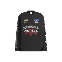 adidas originals MOTO 賽車風針織運動寬鬆長袖T卹 男款 黑色 - 黑色 - 查看 12