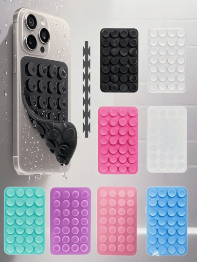 1 ventosa de silicona para teléfono móvil, equipada con 24 ventosas cuadradas. Esta ventosa de silicona de doble cara para soporte de teléfono móvil es adecuada para fundas de teléfono, selfies, videos, diversos escenarios, Octobuddy, agarre adhesivo para teléfono, accesorios para teléfono móvil, funda de teléfono con ventosa, decoración de habitaciones, Día de la Madre