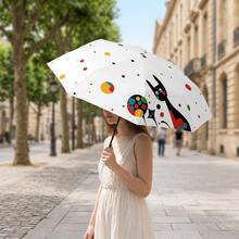 Ô dù hình mèo đen hoạt hình nghệ thuật, thiết kế độc đáo, ô dù quà tặng chất lượng cao dành cho bạn gái/bạn bè - trắng - Xem 3