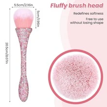 LIMEGIRL Glitter & Rhinestone Nail Art Brush, Suitable For Acrylic Nail Powder Removal, Loose Powder & Liquid Foundation Makeup Brush, Nail Care Cleaning Tool - Multicolor - View 6