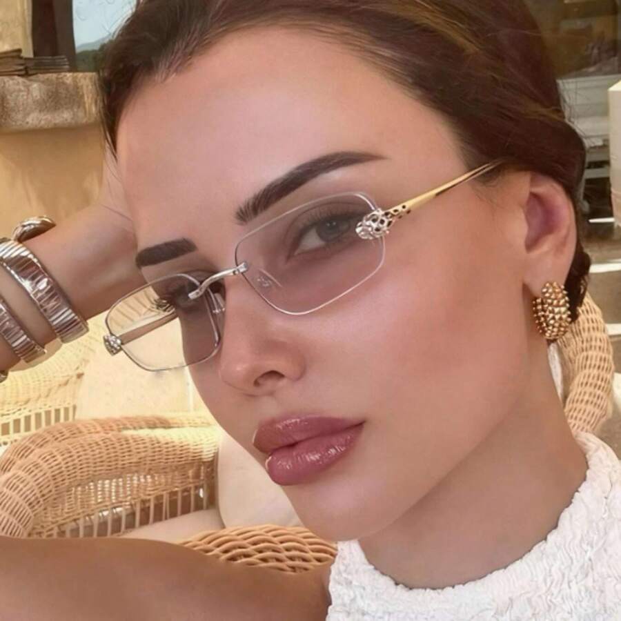 1 Pair Fashionable Casual Glasses For Women - 2520-transparent Sheet - View 1