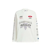 Áo thun dài tay dáng rộng thể thao dệt kim phong cách đua xe MOTO của adidas Originals, dành cho nam, màu trắng ngọc. - trắng - Xem 12