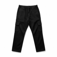 MEN'S CARGO STREET PANTS DARK KHAKI Cargo Twill With Elastics - Black - View 3