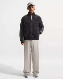 Adidas Originals ADICOLOR 男款黑色牛仔夾克，拉鍊立領、寬鬆舒適 - 黑色 - 查看 7