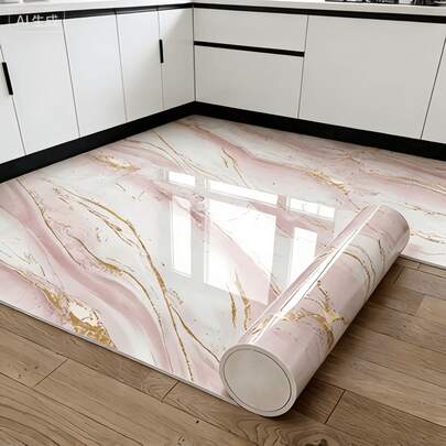 1 Rollo de papel tapiz autoadhesivo de mármol rosa dorado de lujo, papel de contacto removible impermeable de alto brillo, adhesivo de vinilo reforzado para dormitorio, salpicadero de cocina, baño, encimera, renovación de muebles, apto para inquilinos