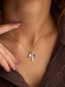 Dây chuyền vàng 18K khắc tên theo chiều dọc, dây chuyền tên gia đình/tên con, dây chuyền nhiều tên tùy chỉnh, quà tặng gia đình cá nhân hóa, quà tặng Ngày của Mẹ - Kiểu 2-Vàng - Xem 5