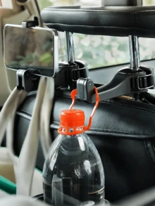 2-In-1 Car Headrest Hook With Phone Holder, Multi-Functional Hidden Seat Hanger For Bags And Accessories, Car Backseat Organizer - A - View 1