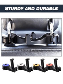 2-In-1 Car Headrest Hook With Phone Holder, Multi-Functional Hidden Seat Hanger For Bags And Accessories, Car Backseat Organizer - A - View 4