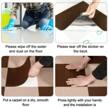 10片11.81英寸x11.81英寸自粘地毯方块，这些撕贴式地毯方块易于安装，非常适合卧室和客厅等场所。多用途拼接方块水泥 - 10pcs - 查看 8