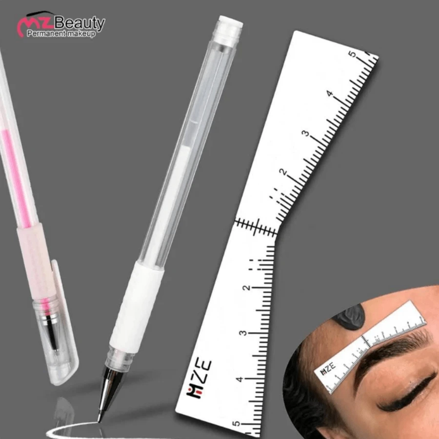 Eyebrow Position Mark Tools Microblading Brow Shape Mapping Kit With White Marker Pen And Brows Outline Design Ruler Makeup Kits - Multicolor - View 1