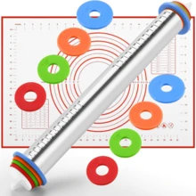 可调节厚度不锈钢擀面杖，烘焙擀面杖 - 彩色 - 查看 13