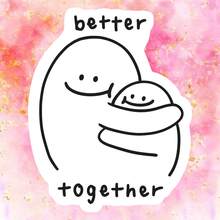 Embrace Little Dumpling, Minimalist Cute, Conveying Companionship - Waterproof Vinyl Sticker - Durable Smooth Surface, Self-Adhesive Bumper Sticker, Suitable For Cars, Windows, Laptops, Trucks, Water Bottles - Multi-Functional Durable Design, Car Sticker - Vinyl - View 2