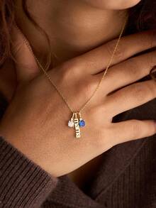 Dây chuyền vàng 18K khắc tên theo chiều dọc, dây chuyền tên gia đình/tên con, dây chuyền nhiều tên tùy chỉnh, quà tặng gia đình cá nhân hóa, quà tặng Ngày của Mẹ - Kiểu 2-Vàng - Xem 6