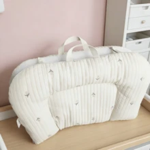 1 pieza Nido portátil acolchado con bordado para cuna, colchoneta de siesta de bebé - Beis - Ver 7