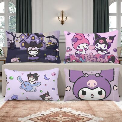 SANRIO 1个可爱卡通沙发靠垫套 - 抱枕套、床枕套、卧室装饰枕套（不含枕芯）。单面印花设计（仅含枕套；不含枕芯）。装饰性方形枕套 - 适用于节日装饰、沙发、卧室、床铺以及全年日常使用。