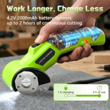 LED Powered Electric Cardboard Cutter, Cordless Electric Rotary Cutter For Fabric, Carpet, Leather And Plastic - Multicolor - View 3