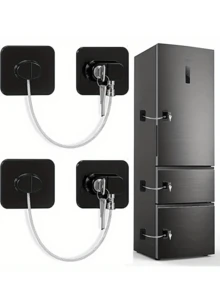 2pcs/Set Safety Lock Set, Includes 1 Padlock + 1 Key, Advanced Protective Lock Device, Multi-Purpose Cabinet Door, Window, Refrigerator Lock - Multicolor - View 4