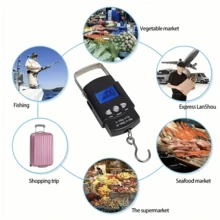 小型高精度便攜式電子秤，適用於居家使用，可用於稱量行李、魚類和包裹。功能包括電子行李秤、釣魚郵政掛秤、工業掛秤、數位秤、掛秤和釣魚秤。需要 2 顆 AAA 電池 - 彩色 - 查看 5