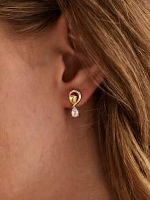 Bông tai đá quý theo tháng sinh, bông tai vòng đá quý cá nhân hóa, quà tặng Ngày của Mẹ cho phụ nữ, bông tai đinh tán vàng đá quý thanh lịch - Vàng - Xem 9