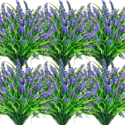 20 Bó Hoa Giả Dùng Ngoài Trời, Hoa Oải Hương Giả Chống Tia UV, Cây Giả, Cỏ Khỉ Dùng Để Trang Trí Vườn, Hiên Nhà, Hàng Rào, Sân Nhà, Cửa Sổ (Màu Tím)