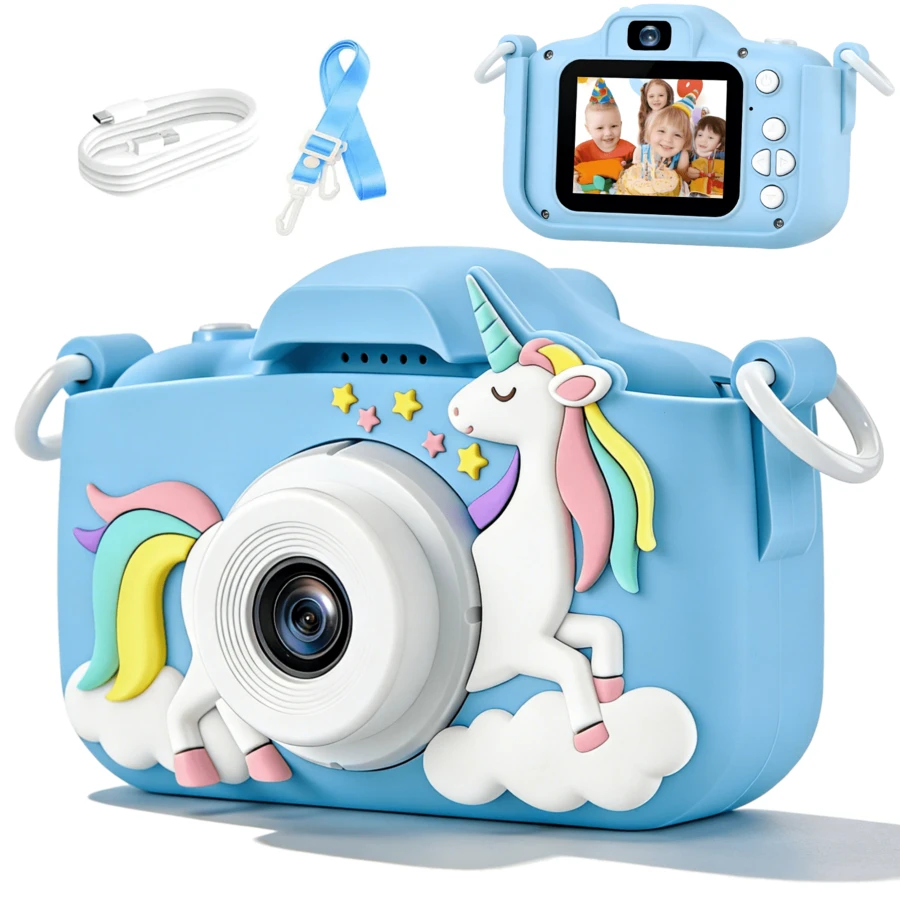 儿童相机，1080P高清，4800万像素，视频拍摄，内置5款游戏，儿童生日礼物，儿童节礼物，儿童生日首选礼物