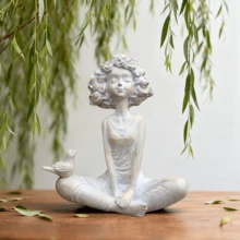5.1英寸瑜伽女孩坐姿雕像，1个，家居装饰，餐桌装饰，瑜伽女孩家居装饰，卧室和客厅装饰，送给瑜伽爱好者的礼物，适合家居装饰、办公桌和书架。 - 瑜伽女孩擺飾 - 查看 6