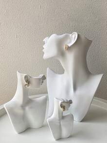 1pc Earring Necklace Storage Display Stand Side Face Mannequin Jewelry Display Stand Flannel Desktop Necklace Holder - Black - View 4