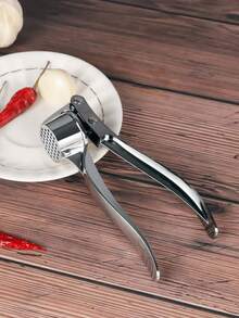 1pc Stainless Steel Garlic Press, Modernist Silver Multifunctional Garlic Mincer For Kitchen - Multicolor - View 7