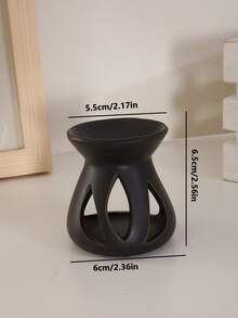 1pc Handmade Ceramic Trifoliate Incense Burner, Japanese-Style Candle & Essential Oil Diffuser Decor Gift - Metallic Black - View 9