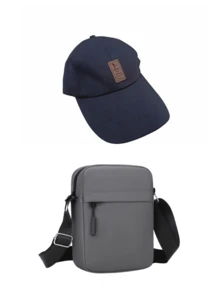 Zestaw 1/2 czapek baseballowych i torby crossbody z nadrukiem Cool Dog, czapka z regulowanym płaskim daszkiem i torba na ramię, modna na świeżym powietrzu, sportowa, uliczna, prezent dla siebie lub znajomych - Wielokolorowe - Zobacz 12