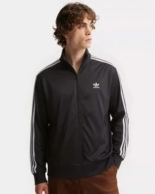 adidas originals ADICOLOR CLASSICS 三葉草 撞色條紋Logo純色拉鍊復古立領運動夾克 日版 秋季 女款 黑色 - 黑色 - 查看 7