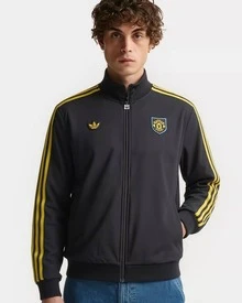 Áo khoác dài tay cổ đứng kẻ sọc dáng ôm vừa vặn, thoáng khí, bền bỉ, hiệu adidas Originals Manchester United dành cho nam, màu đen. - màu đen - Xem 6