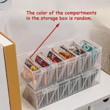 6-Grid Durable PET Plastic Storage Box, Random Color Dividers, Multi-Compartment With Flip Cover, Suitable For Organizing Trading Cards, Game Cards, Business Cards And Desktop Items, Transparent Design For Easy Viewing, Ideal For 14+ Years Old, Card Box/Trading Card Storage Container, Perfect Choice For Weddings, Birthdays, Parties And Events - Transparent - View 6