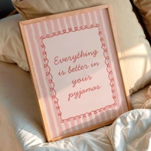 1pc Printable Bedroom Poster Layout, Pink Preppy Style Girl's Room Decoration, Pajamas Printed With Inspirational Quotes, Suitable For Home Decor, Room Decor, Bedroom Decor, Living Room Decoration, Bathroom Decor, Wall Decor, Optional Wall Art With Frame. - A - View 3