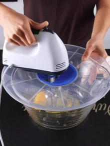 1pc Round Plastic Blender Splash Guard - Splash Cover With Measurement Markings, Oil-Resistant Lid, Easy To Clean Cooking Kitchen Accessory | Transparent Design | Easy Clean Material - Multicolor - View 3