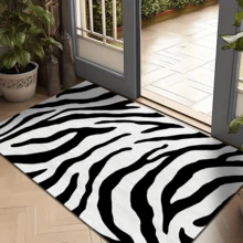 1pc Rug, Carpet, Area Rug, Doormat, Nordic Modern Luxury INS Style - Black & White Elegant Geometric Abstract Zebra Pattern, Suitable For Outdoor, Entryway, Balcony, Hallway, Patio, Living Room, All Season Soft Machine Washable Carpet Mat, Home Decor - Multicolor - View 7