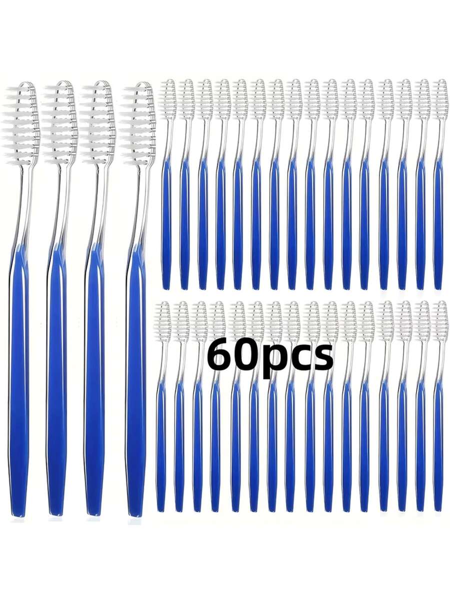 Bàn chải đánh răng dùng một lần lông mềm 60/40, bàn chải đánh răng cầm tay bằng nylon, đóng gói riêng lẻ, thích hợp cho du lịch, khách sạn và các địa điểm lớn khác, chăm sóc răng miệng cho người lớn