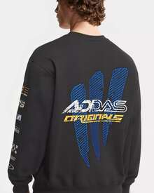 adidas originals MOTO 賽車風針織運動寬鬆長袖T卹 男款 黑色 - 黑色 - 查看 7