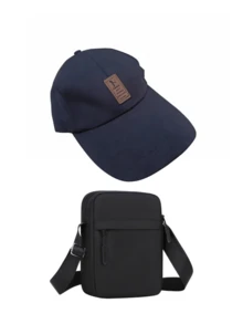 Zestaw 1/2 czapek baseballowych i torby crossbody z nadrukiem Cool Dog, czapka z regulowanym płaskim daszkiem i torba na ramię, modna na świeżym powietrzu, sportowa, uliczna, prezent dla siebie lub znajomych - Wielokolorowe - Zobacz 13