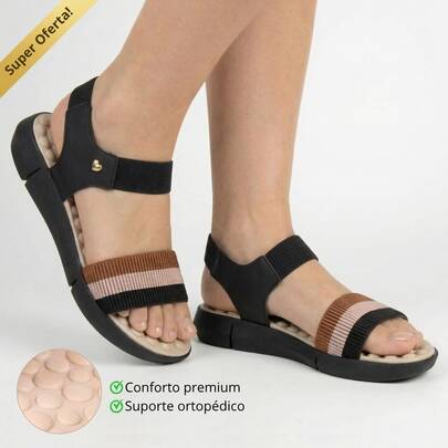 Sandália Papete Feminina Ortopédica Massageadora Anatômica Confortável Plataforma Leve Casual