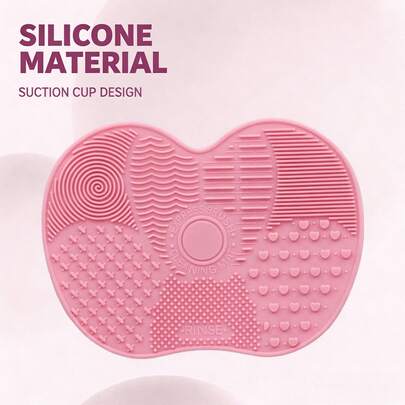 1 Bộ Thảm Hút Chân Không Hình Quả Táo Bằng Silicon, Miếng Lau Vệ Sinh Cọ Trang Điểm, Thảm Làm Sạch Cọ Trang Điểm, Thảm Rửa Cọ Trang Điểm Hàng Ngày Kèm Hộp Đựng Di Động